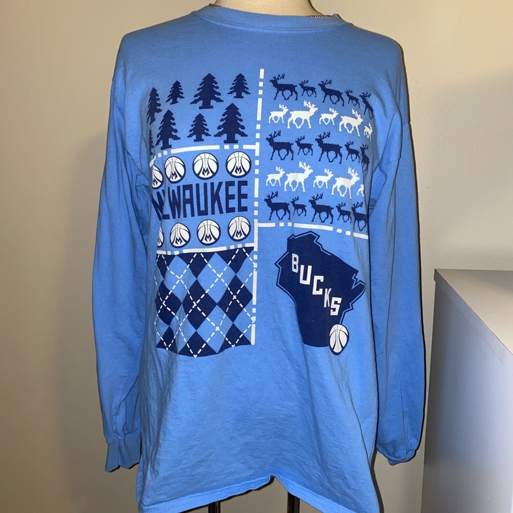 NBA Milwaukee Bucks blue long sleeve T-shirt